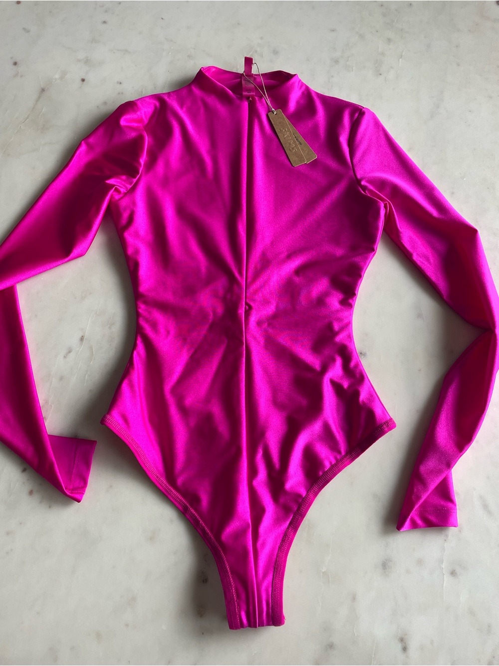 SKIMS Hot Pink Neon Longsleeve Bodysuit XS NWT